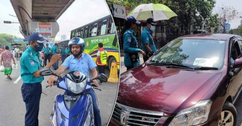 যানবাহনে স্টিকার দেখলেই আটকাচ্ছে পুলিশ