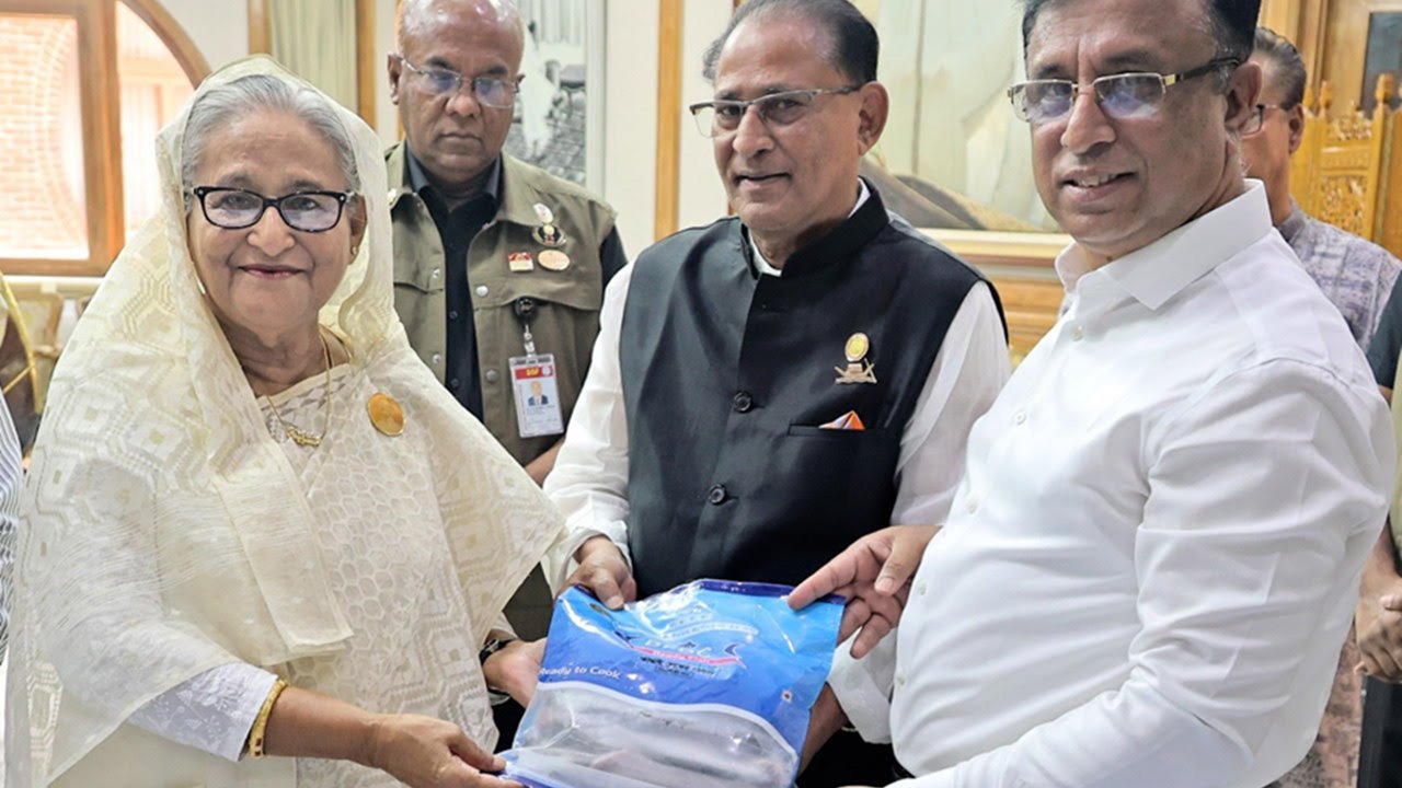 প্রধানমন্ত্রীর কাছে ‘বিএফডিসি রেডি টু কুক ফিশ’ হস্তান্তর