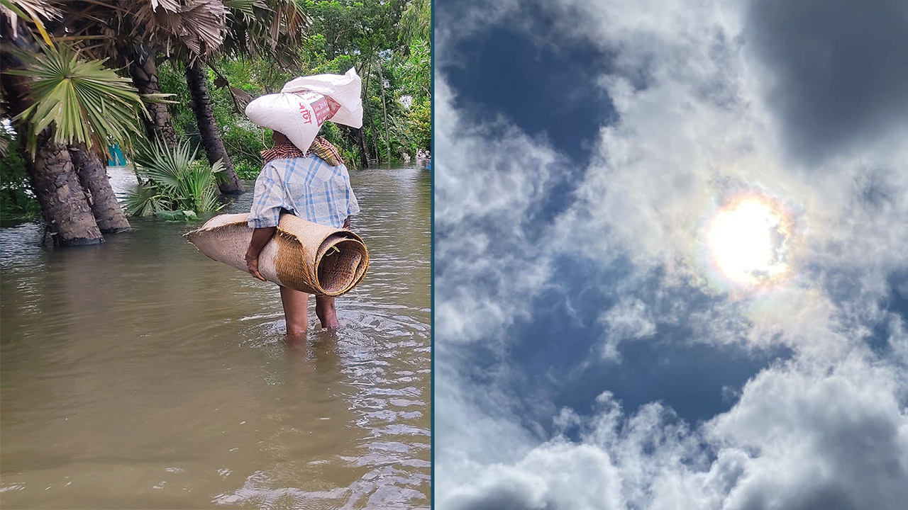 নোয়াখালীতে তীব্র রোদ, উন্নতি হচ্ছে বন্যা পরিস্থিতির