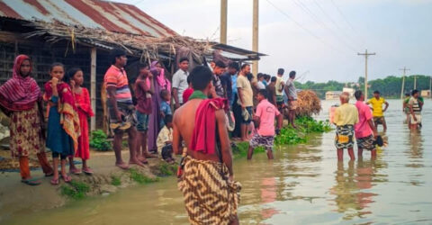 চাঁপাইনবাবগঞ্জে তলিয়ে গেছে ফসলি জমি, শিক্ষা কার্যক্রম ব্যাহত