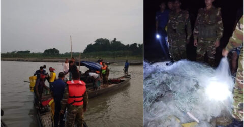 একদিনে ৩৯ জেলের কারাদণ্ড, ১ লাখ মিটার কারেন্ট জাল ধ্বংস