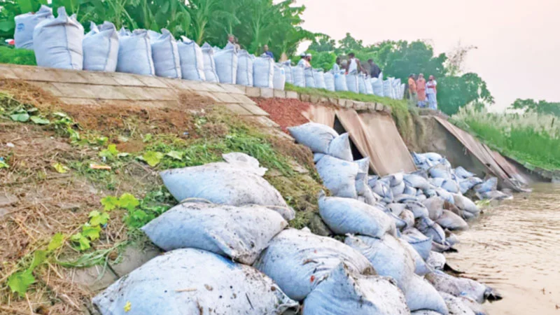 শিবচরে আড়িয়াল খাঁ নদের বেড়িবাঁধে ধস