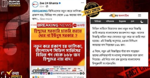 বিসিএসের নতুন প্রজ্ঞাপনে বাদ পড়াদের অধিকাংশ হিন্দু নন: রিউমর স্ক্যানার