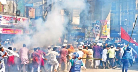 নিষিদ্ধ হিযবুতের মিছিল পুলিশের সঙ্গে সংঘাত